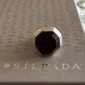 Silpada Silver Ring with Deep Red Gem